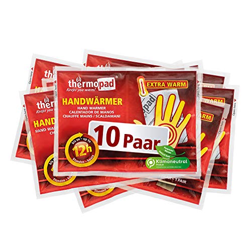 THERMOPAD Handwärmer – DAS ORIGINAL: 10 Paar Wärmepads für 12 Stunden Wärme I Sofort einsatzbereite Taschenwärmer I Extra warmes Heatpad – ideal für Outdoor-Aktivitäten & Handschuhe I Hand-Wärmekissen THERMOPAD Handwärmer – DAS ORIGINAL: 10 Paar Wärmepads für 12 Stunden Wärme I Sofort einsatzbereite Taschenwärmer I Extra warmes Heatpad – ideal für Outdoor-Aktivitäten & Handschuhe I Hand-Wärmekissen