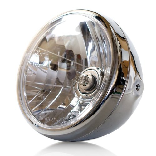 Motorrad Scheinwerfer H4 'NEVO', 7 Zoll, Klarglas, chrom, Prismenreflektor, Befest. M8 seitlich, E-geprüft Motorrad Scheinwerfer H4 'NEVO', 7 Zoll, Klarglas, chrom, Prismenreflektor, Befest. M8 seitlich, E-geprüft