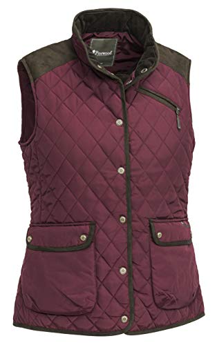 Pinewood Damen Diana Weste, Burgund/Wildlederbraun, XS Pinewood Damen Diana Weste, Burgund/Wildlederbraun, XS