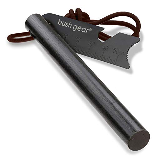 BUSHGEAR Black Steels Feuerstahl - XXL Feuerstarter - Extrem Starker Funkenflug - Feuerstein für Outdoor, Survival, Bushcraft BUSHGEAR Black Steels Feuerstahl - XXL Feuerstarter - Extrem Starker Funkenflug - Feuerstein für Outdoor, Survival, Bushcraft
