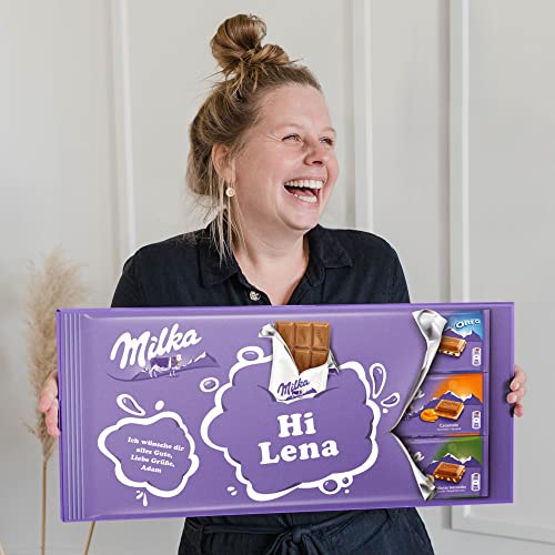 Riesen Milka Schokoladentafel personalisiert mit Namen und Botschaft - Personalisiertes XL Mega Milka Schokoladengeschenk mit 9 Schokoladentafeln (900 Gramm - Riesen Milka) Riesen Milka Schokoladentafel personalisiert mit Namen und Botschaft - Personalisiertes XL Mega Milka Schokoladengeschenk mit 9 Schokoladentafeln (900 Gramm - Riesen Milka)