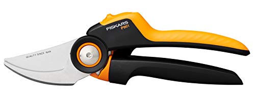 Fiskars Bypass-Gartenschere L, X-series PowerGear, P961, Mit Rollgriff, Für frische Äste und Zweige, Antihaftbeschichtet, Edelstahl-Klingen, Länge: 22,2 cm, Schwarz/Orange, 1057175