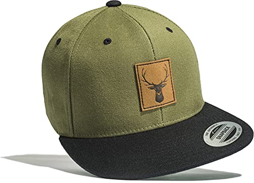 Cap Hirsch (Leder-Patch) Outdoor Cap Herren Flexfit Snapback - Basecap Herren & Damen - Kletter Ausrüstung Wander Zubehör (Green-Black) Cap Hirsch (Leder-Patch) Outdoor Cap Herren Flexfit Snapback - Basecap Herren & Damen - Kletter Ausrüstung Wander Zubehör (Green-Black)