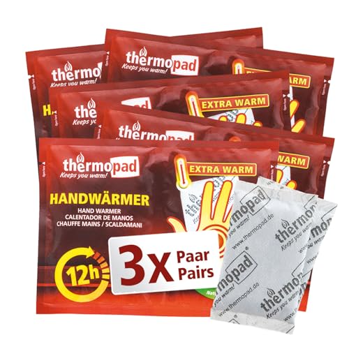 THERMOPAD Handwärmer – DAS ORIGINAL: 3 Paar Wärmepads für 12 Stunden Wärme I Sofort einsatzbereite Taschenwärmer I Extra warmes Heatpad – ideal für Outdoor-Aktivitäten & Handschuhe I Hand-Wärmekissen THERMOPAD Handwärmer – DAS ORIGINAL: 3 Paar Wärmepads für 12 Stunden Wärme I Sofort einsatzbereite Taschenwärmer I Extra warmes Heatpad – ideal für Outdoor-Aktivitäten & Handschuhe I Hand-Wärmekissen
